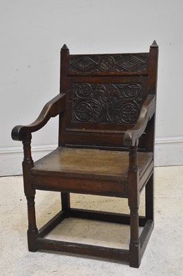 Lot 58 - An 18th century and later wainscot type chair,...