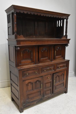 Lot 59 - An 18th century oak tridarn court cupboard,...