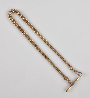 Lot 2029 - A 9ct yellow gold flat link Albert chain with...