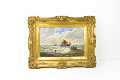 Lot 480 - JAMES WEBB (1825-1895); oil on board, fishing...