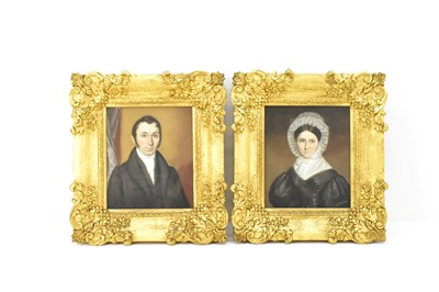 Lot 379 - A pair of 19th century oil portraits depicting...