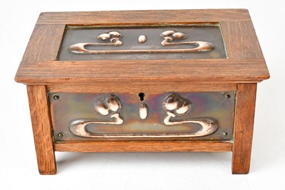 Lot 264 - An early 20th century oak box with Art Nouveau...