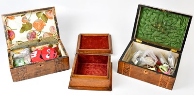 Lot 265 - Two early 20th century inlaid sewing boxes and...