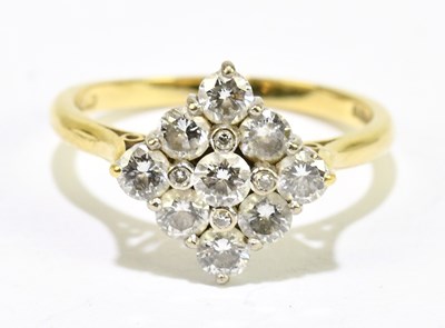 Lot 1170 - An 18ct yellow gold and diamond lozenge shaped...