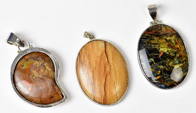 Lot 1278 - Three pendants in 925 silver mounts,...