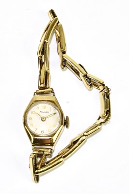 Lot 1082 - NIVADA; a lady's vintage 9ct gold wristwatch...