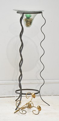 Lot 1993 - A modern glass and metal jardinière stand,...