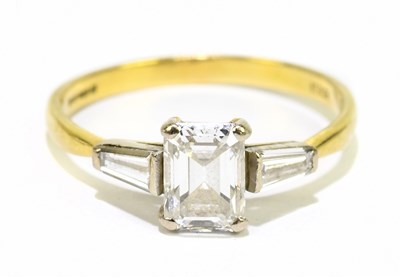 Lot 1222 - An 18ct yellow gold diamond solitaire ring,...
