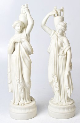 Lot 165 - BING & GRONDAHL; a pair of Parian ware figures...
