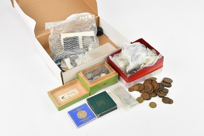 Lot 1120 - A collection of coins including threepences,...