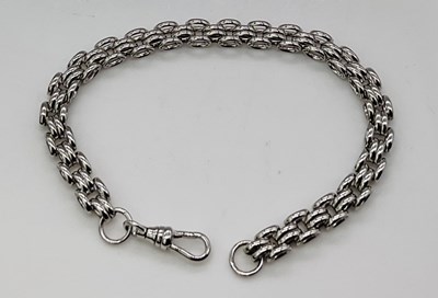 Lot 590 - A 9ct white gold oval open link bracelet,...