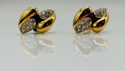 Lot 594 - A pair of 18ct yellow gold diamond and ruby...