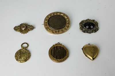 Lot 611 - Six pieces of Victorian mourning jewellery...