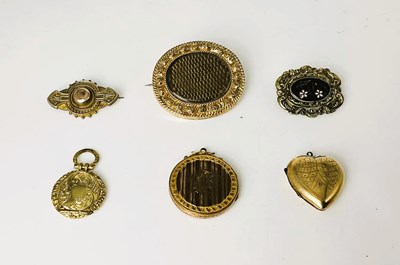 Lot 700 - Six pieces of Victorian mourning jewellery...