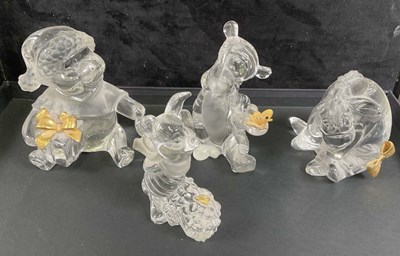 Lot 467 - LENNOX; four lead crystal Disney characters,...