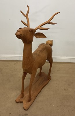 Lot 174 - An elm stag, height 112cm.