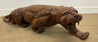 Lot 175 - An elm jaguar, length 115cm.