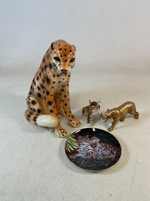 Lot 426 - A large ceramic jaguar, height 38cm, together...