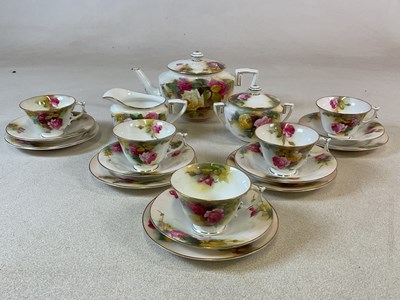 Lot 445 - ROYAL WORCESTER; tea set comprising teapot,...