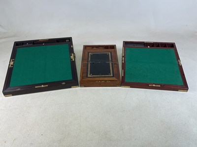 Lot 189 - Three 19th century brass bound writing slopes,...