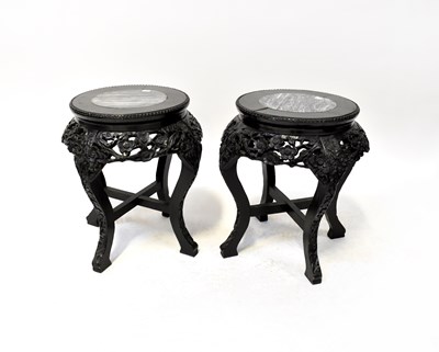 Lot 58 - A pair of 20th century ebonised Oriental...