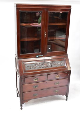 Lot 32 - A Victorian mahogany bureau bookcase, the...