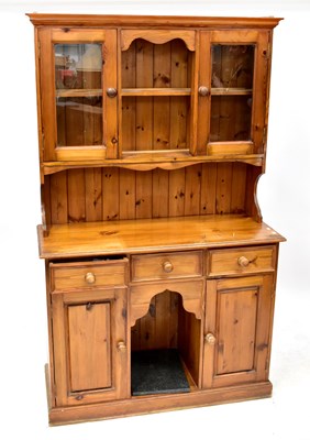 Lot 6 - A reproduction pine dog kennel dresser, the...