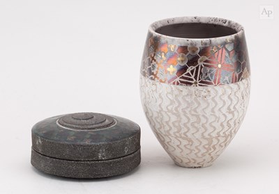 Lot 416 - JOHN WHEELDON (born 1950); a raku vessel with...