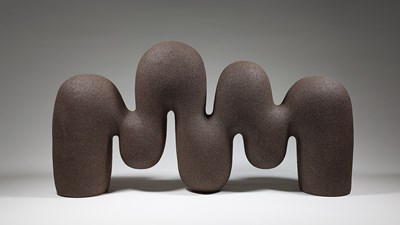 Lot 575 - RACHEL PETERS; 'Lifted Flow', a grogged black...