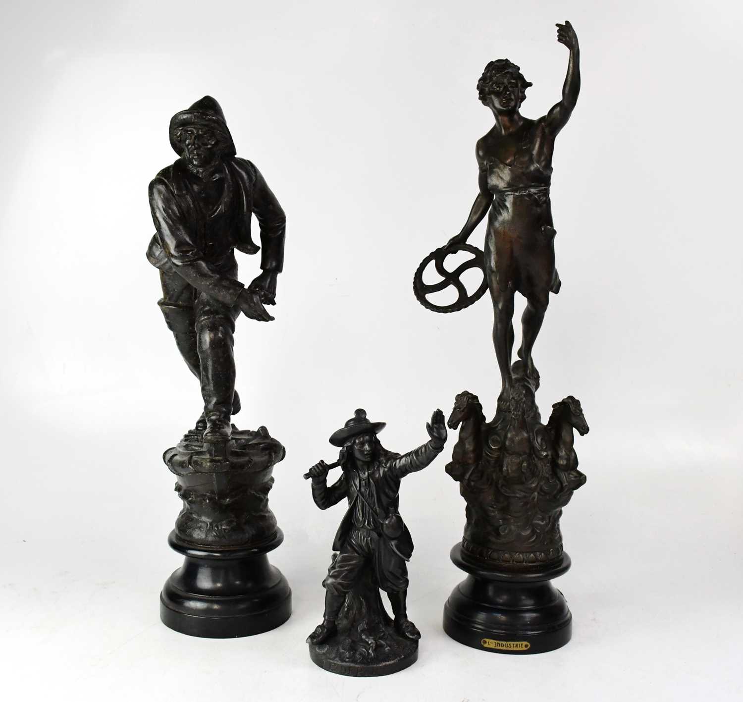 Lot 398 - A 19th century spelter figure of a mariner,...