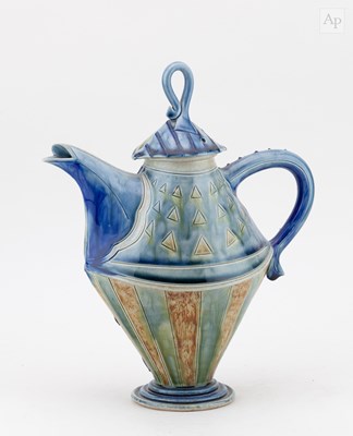 Lot 165 - ANDREW OSBORNE; a salt glazed teapot, dated...