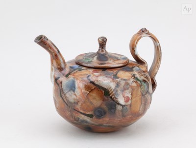 Lot 591 - RICHARD DEWAR; a salt glazed teapot with...