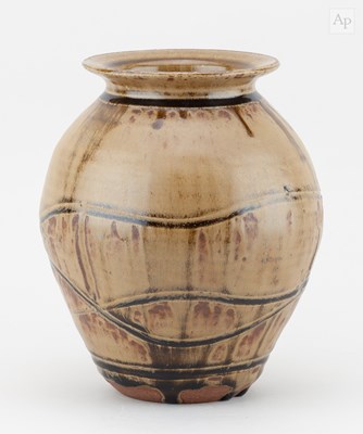 Lot 208 - BEN DODD; a stoneware jar covered in porphyry...
