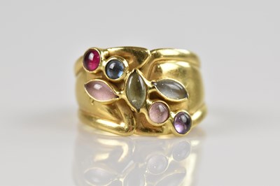 Lot 2419 - A yellow metal multigem set dress ring, set...