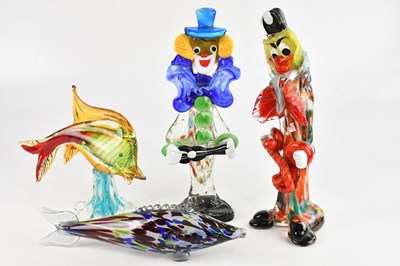 Lot 1985 - MURANO; two large models of clowns, height...