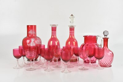 Lot 1972 - IN THE MANNER OF MARY GREGORY; a cranberry...