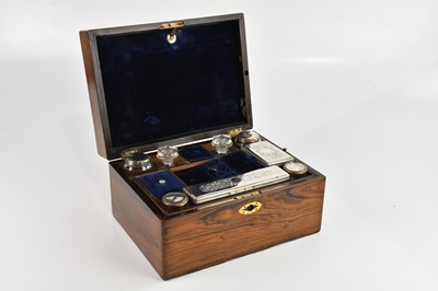 Lot 1053 - A Victorian rosewood vanity case, the hinged...