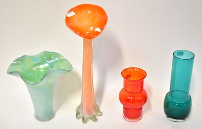 Lot 252 - Four pieces of art glass, including a vase by...