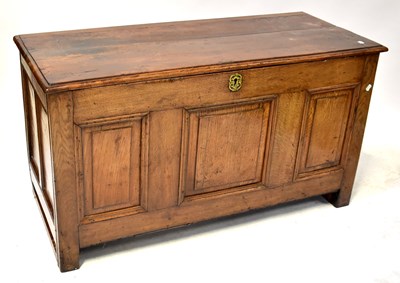 Lot 49 - A Georgian oak coffer, with fielded and...