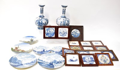 Lot 201 - A collection of Delft ware ceramics comprising...