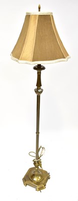 Lot 94 - A Georgian-style brass standard lamp, with a...