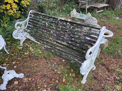 Lot 323 - A Victorian style cast iron bench, height 81cm,...