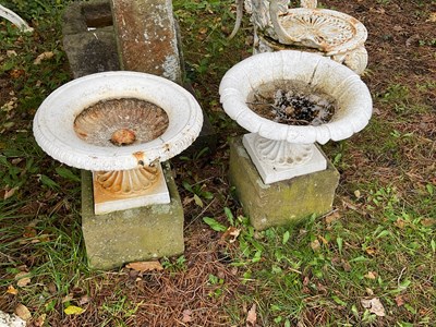Lot 327 - A pair of Victorian cast iron garden urns, on...