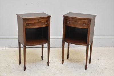 Lot 252 - A pair of Edwardian inlaid mahogany bedside...