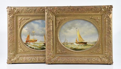 Lot 488A - J LAWRENCE; a pair of oval oils on board...