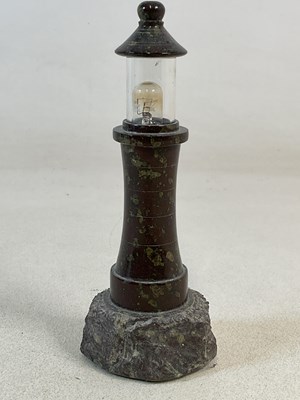 Lot 705 - A Cornish serpentine marble table lamp in the...
