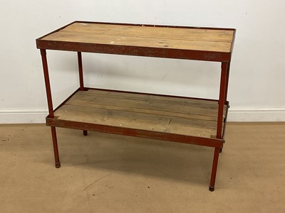 Lot 761 - A two tier steel framed heavy duty workbench...