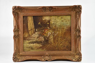 Lot 521A - UNATTRIBUTED; oil on canvas still life flowers,...