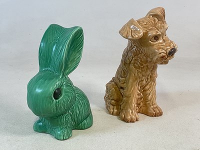 Lot 419 - SYLVAC; a pottery dog and rabbit, height 28cm.