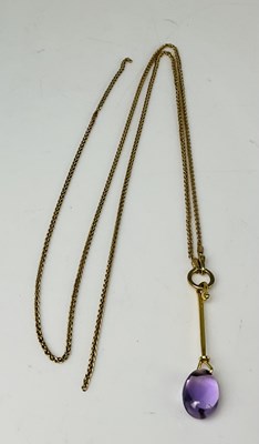 Lot 604 - GEORG JENSEN; an 18ct yellow gold and amethyst...